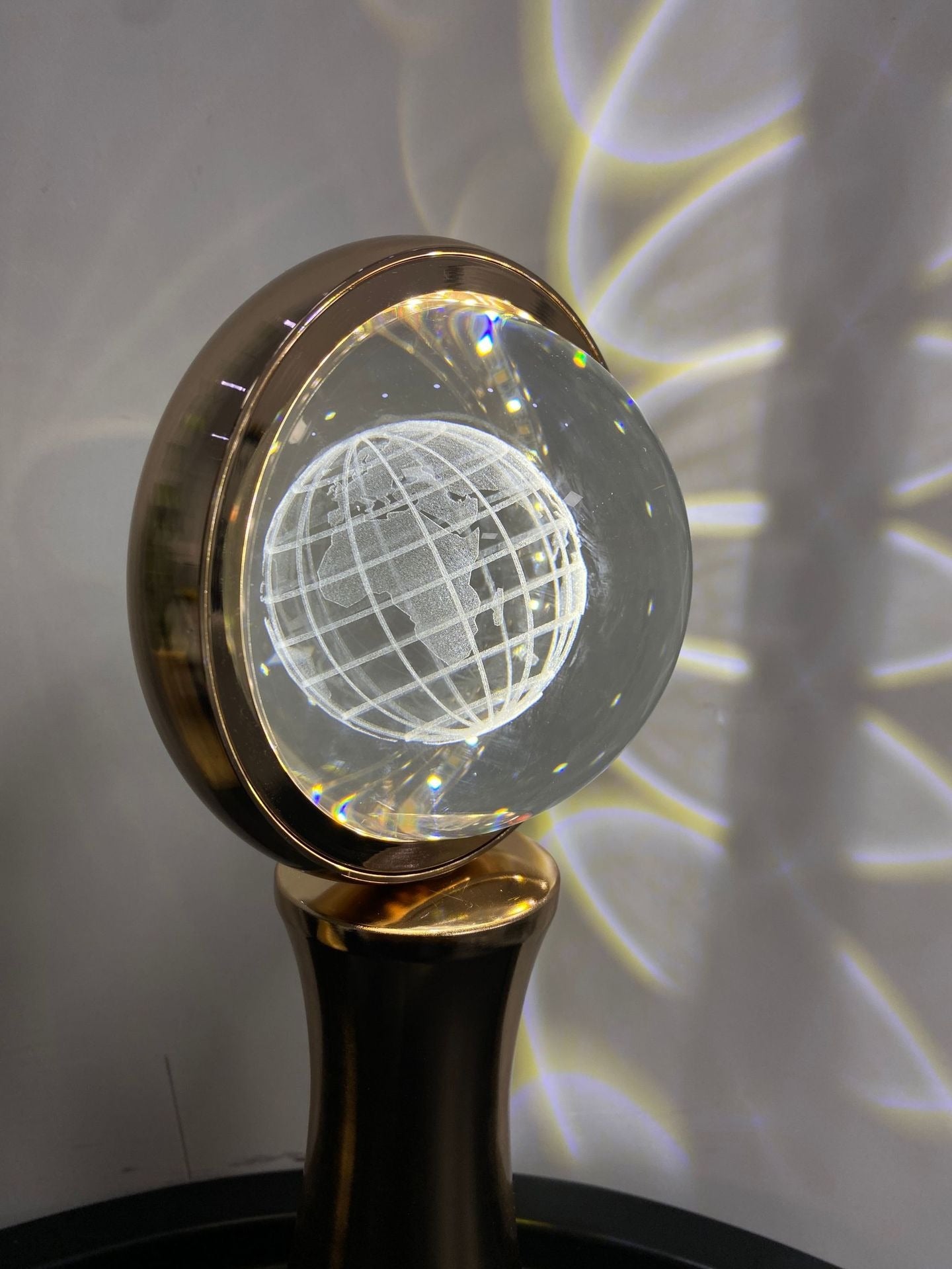 3D crystal globe rotating night light RGB charging modern minimalist desktop projection light and shadow atmosphere light
