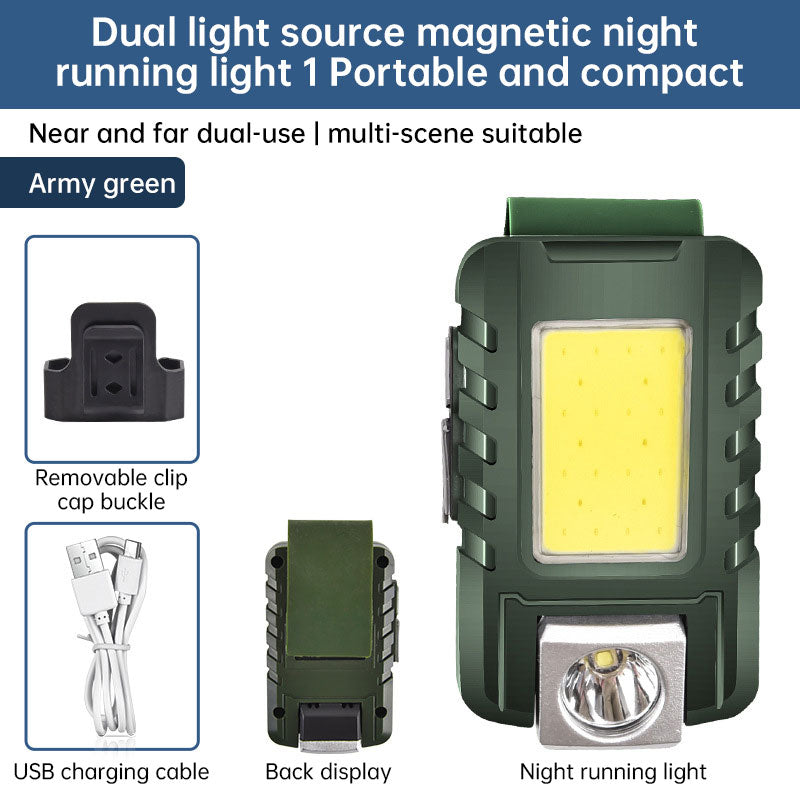 Outdoor Sports Night Running Safety Warning Light Field Floodlight Magnetic Suction Illumination Street Lamp Clip Cap Running Light