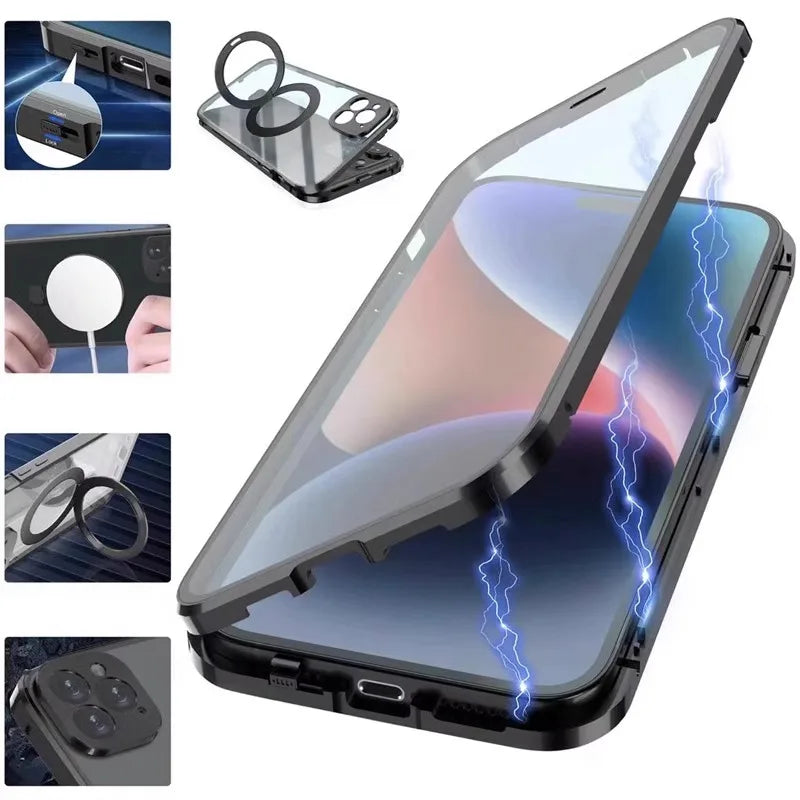 For Iphone 15 Pro Max Case Deluxe 360° Protection Phone Stand Iphone Case 14 Pro 13 pro Max Magsafe Iphone 14 Plus Case