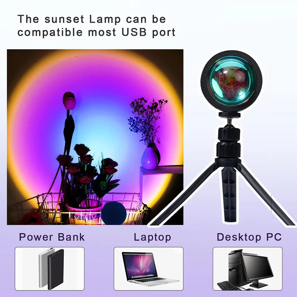 Adjustable Photography Sunset Lamp Led USB Smart APP Remote Projector Night Light Home Decor Room Wall Decoration Lighting 5V