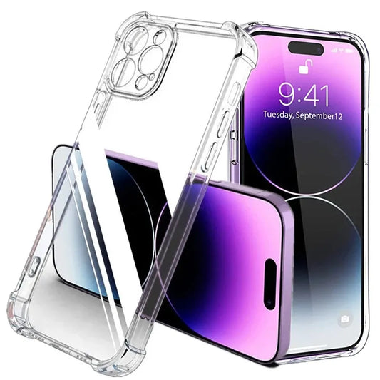Shockproof Silicone Clear Phone Case for iPhone 13 11 14 Pro Max 12 Mini Lens Protection Back Case for IPhone 15 PRO XS MAX XR X