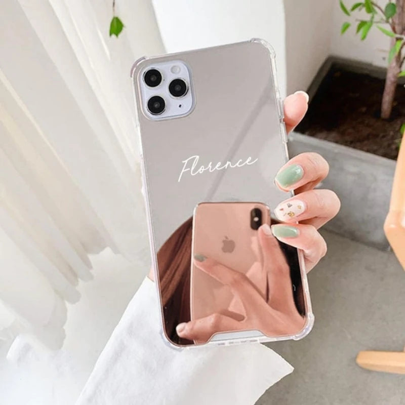 Custom Name Protective Mirror iPhone Case DIY Custom Soft TPU cover for iPhone 15 14 13 12 Pro 11 7 8 X XS Max XR Phone Cover