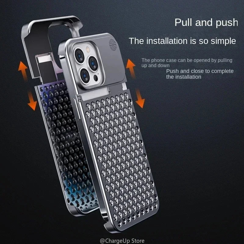 Aluminum IPhone 15 14 13 Pro Max Case Case for Iphone 13 Pro Iphone Case Hollow Heat Dissipation Anti-fall Suitable for Apple 15